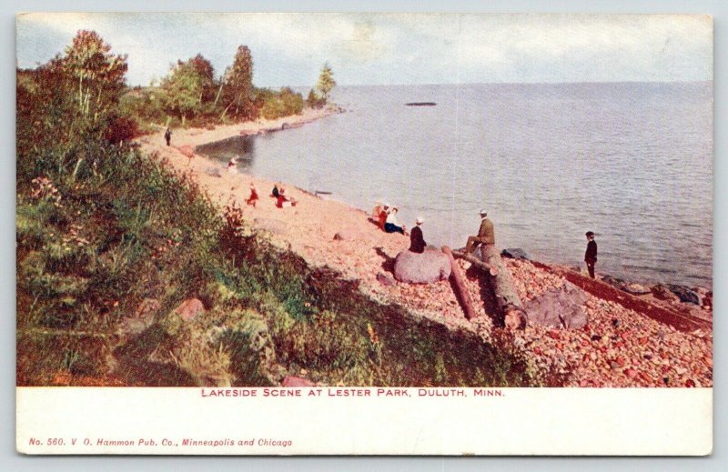 Duluth Minnesota~Lester Park~Victorians Lakeside~Lady on Rock~Gent on Log~1908