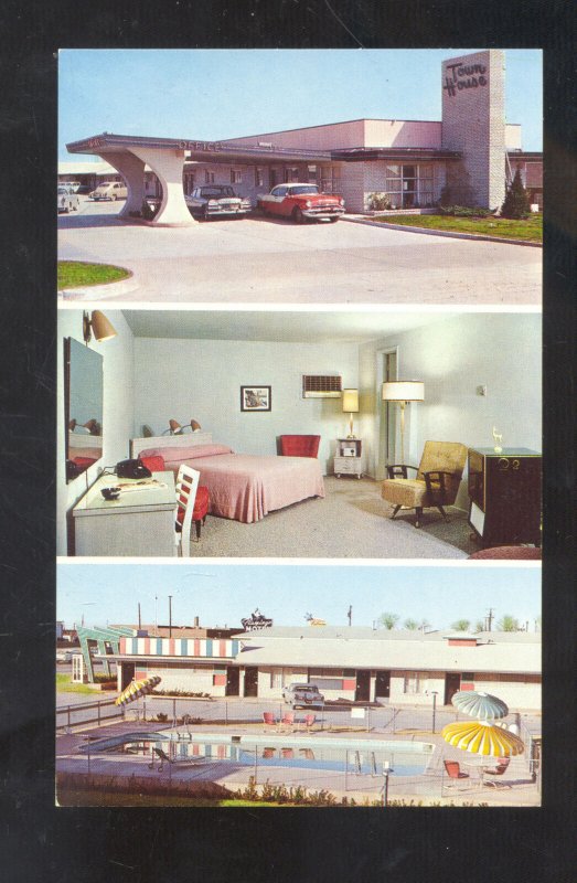 OKLAHOMA CITY OKLA. ROUTE 66 TOWN HOUSE MOTEL ROOM INTERIOR VINTAGE POSTCARD