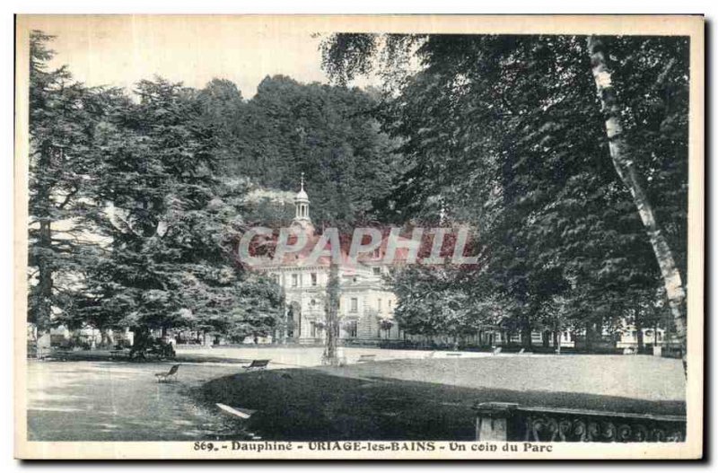 Old Postcard The Dauphine Uriage les Bains A Corner Park