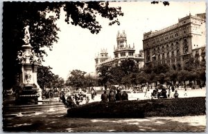 Madrid Paseo Del Prado Ministerio Marina Y Palacio Spain RPPC Photo Postcard