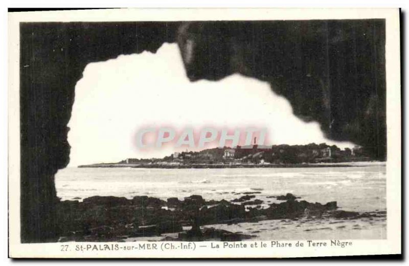 Old Postcard Saint Palais sur Mer La Pointe and Lighthouse Earth Negro