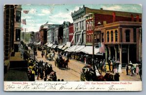 FIREMEN PARADE DAY MUSCATINE IA EAST SECOND STREET 1906 ANTIQUE POSTCARD