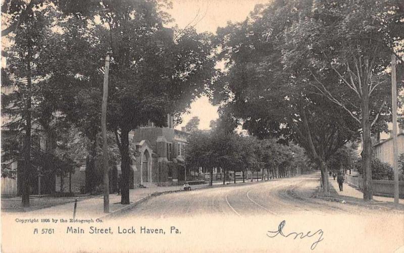 Lock Haven Pennsylvania Main Street Antique Postcard J51873