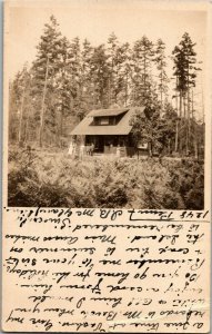RPPC Cabin in Pines, Posted in Denver CO c1912 Vintage Postcard U27