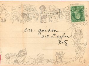 1902 Postcard Advertising 'Force' Cereal Makes Children Active, Fall from  Wagon