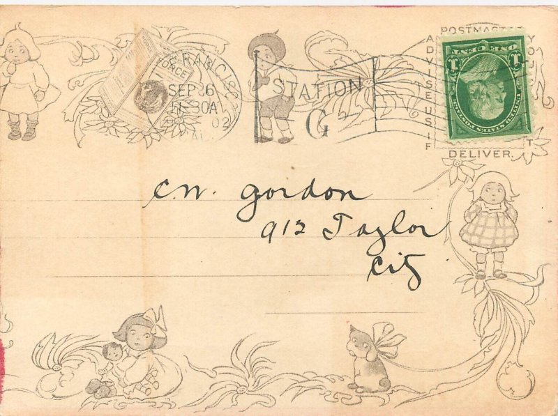 1902 Postcard Advertising 'Force' Cereal Makes Children Active, Fall from  Wagon