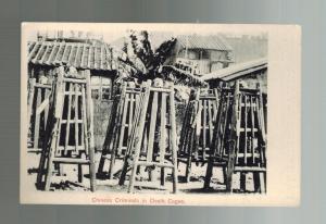 RPPC China Criminals in Cages Vintage Real Picture Postcard