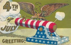 July 4th Greetings - Eagle on Cannon - DB