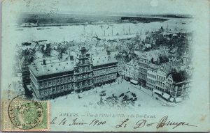 Belgium Antwerp Anvers Vue de l'Hotel de Ville et du Bas Escaut Postcard C097