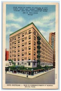 1937 Exterior View Hotel Southland Building Dallas Texas Posted Vintage Postcard