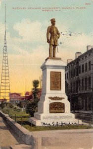 Mobile Alabama Semmes Monument, Duncan Place, Color Lithograph Vintage PC U10283