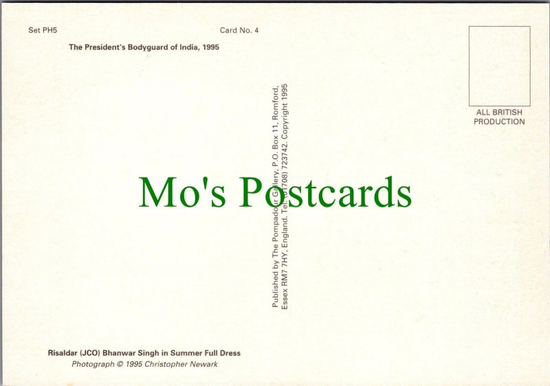 Military Postcard - The President's Bodyguard of India, 1995 - Ref.RR14799