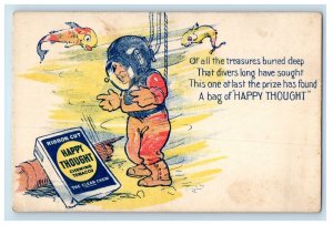 c1905 Happy Thought Chewing Tobacco Diving Suit Comic Advertising Postcard 