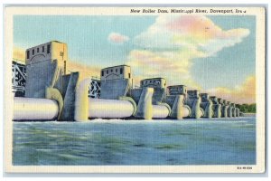 1947 New Roller Dam Mississippi River Davenport Iowa IA Posted Vintage Postcard