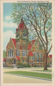 Postcard First Presbyterian Church Davenport Iowa IA