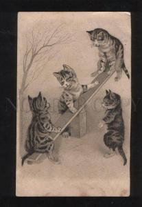 3068262 Cute KITTENS on Swing FANTASY Vintage RPPC 1914 year