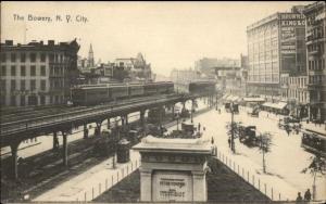 New York City The Bowery c1910 Postcard - Elevated RR