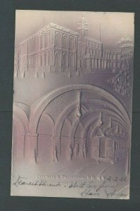1906 Post Card NY City Hall & Underground RR Purple Tint Airbrushed Embossed