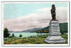 c1920's Battle Monument on Lake George New York NY Antique Phostint Postcard 