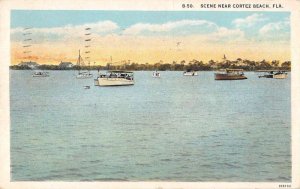 Cortez Beach Florida Harbor View Boats Vintage Postcard AA27851