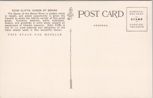 Echo Cliffs Grand Canon CO Colorado Unused Postcard H30