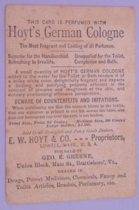 1800s Brattleboro VT Geo Greene Frog Hoyt's German Cologne Victorian Trade Card