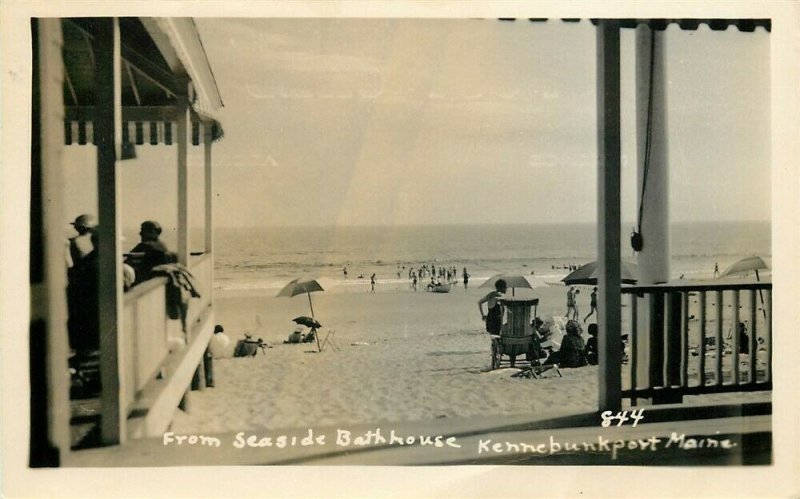 ME, Kennebunkport, Maine, Seaside Bath House, Beach Scene, No. 844, RPPC