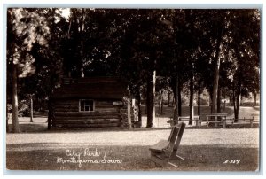 1941 View Of City Park Cabin Montezuma Iowa IA, Columbus NE RPPC Photo Postcard 