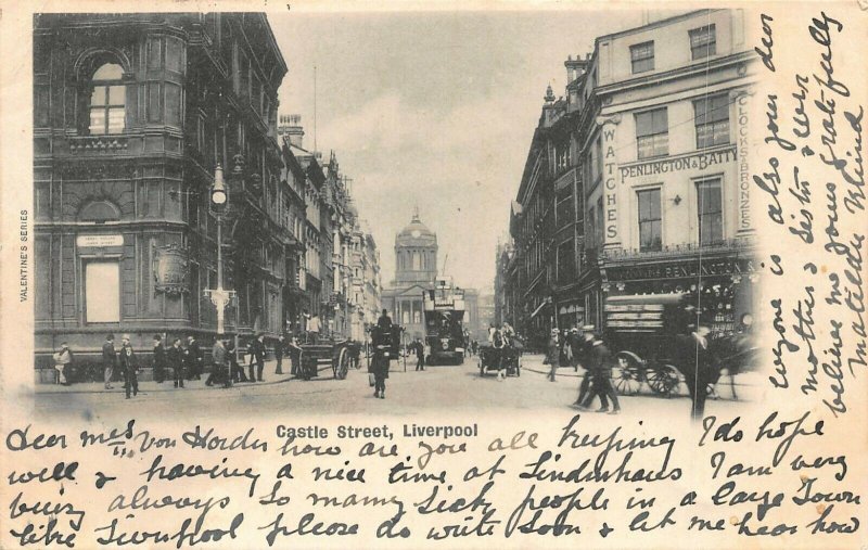 LIVERPOOL ENGLAND CASTLE STREET~1902 PHOTO POSTCARD