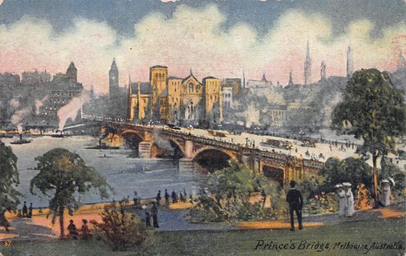 Prince's Bridge, Melbourne, Australia, Early Postcard, unused