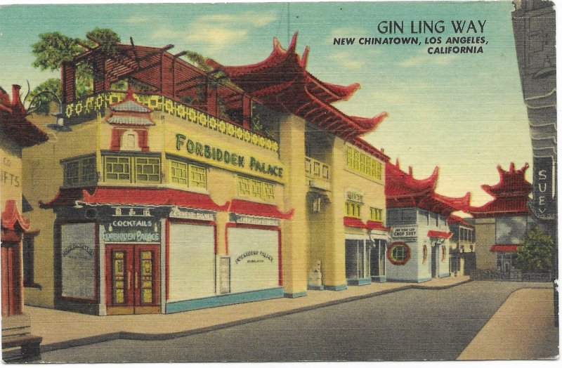 US California unused - New Chinatown, Los Angeles. Gin Ling Way