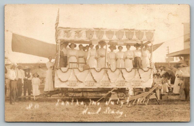 Iantha Missouri~Smith Long Lumber Co 4th of July Parade Float~Ladies~1911 RPPC 