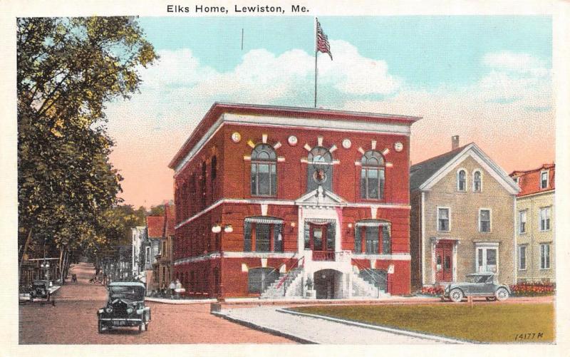 LEWISTON, ME Maine     ELKS HOME    Androscoggin County    c1930's Postcard