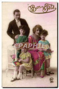 Old Postcard Bonne Fete Female Children