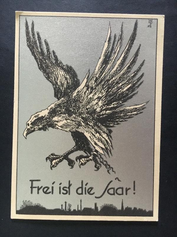 Mint 1935 Germany Art Postcard The Saar Is Free! Eagle with Chain Flying