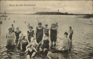 Germany Bathing Scene Gruss Aus dem Familienbad c1910 Postcard
