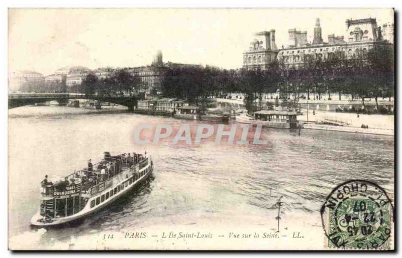 Paris - 1 - View of the Seine - Ile Saint Louis - Old Postcard