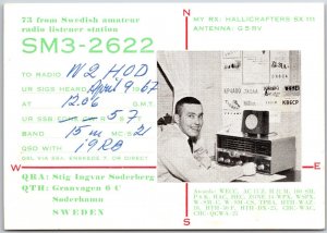 1967 QSL Radio Card Code SM3-2622 Siderhamn Sweden Amateur Station Postcard