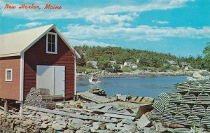 View of Quaint Back Cove at New Harbor, Maine - Lobster Traps