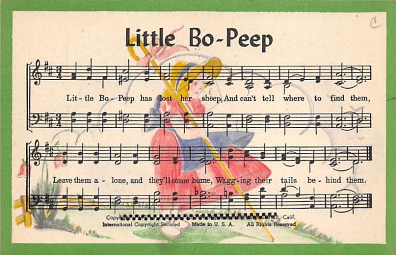 Little Bo-Peep Music Related Unused 