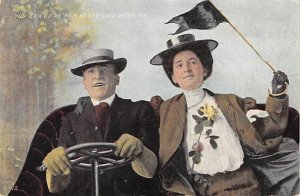 Man and woman in a car Risque 1907 