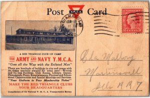Army and Navy YMCA Triangle Club In Camp, WWI c1918 Vintage Postcard D78