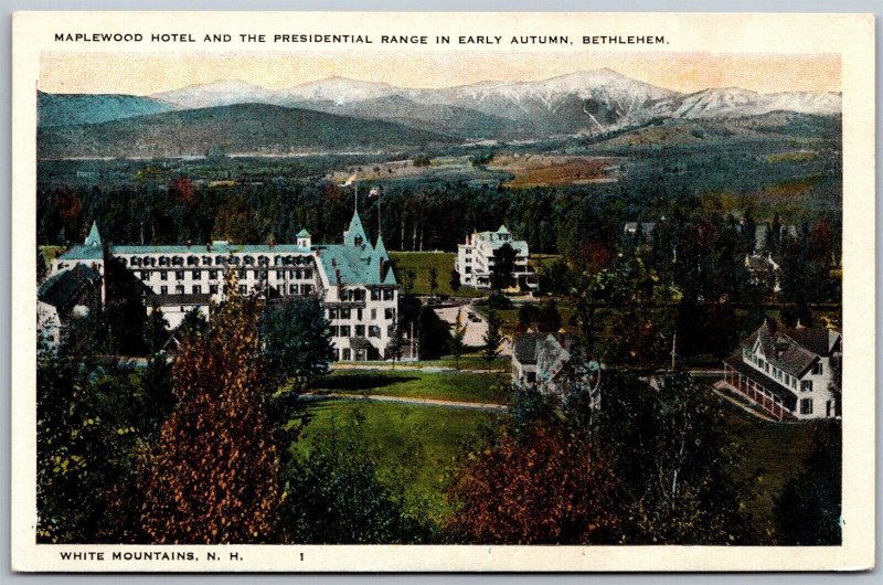 Vtg Bethlehem New Hampshire NH Maplewood Hotel Presidential Range Postcard