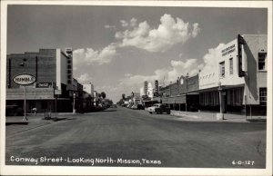 Mission Texas TX Conway Street North Signs Real Photo Postcard
