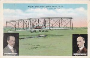 Wright Brothers First Power Driven Plane First Flight At Kitty Hawk In 1903 P...