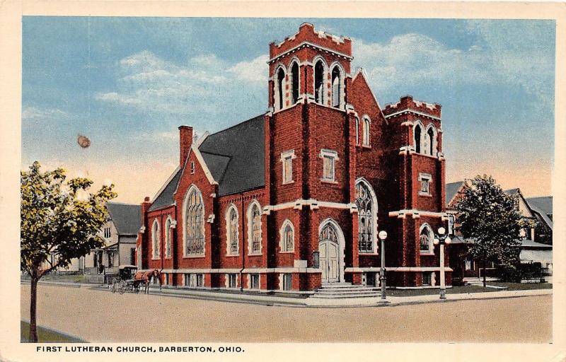 B45/ Barberton Ohio Postcard c1910 First Lutheran Church Building