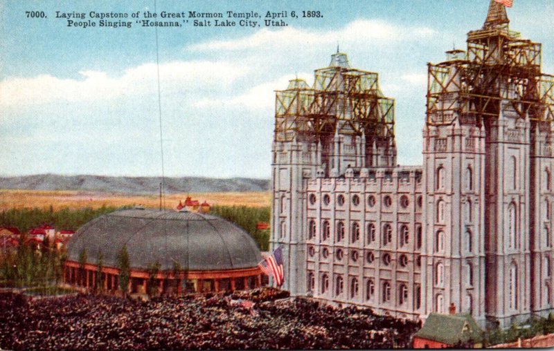 Utah Salt Lake City Laying Capstone On The Great Mormon Temple 6 April 1893