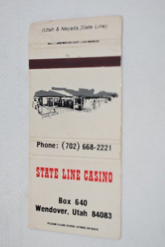 State Line Casino Wendover Utah 30 Strike Matchbook Cover