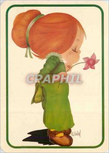 Old Postcard Fun Children Flower