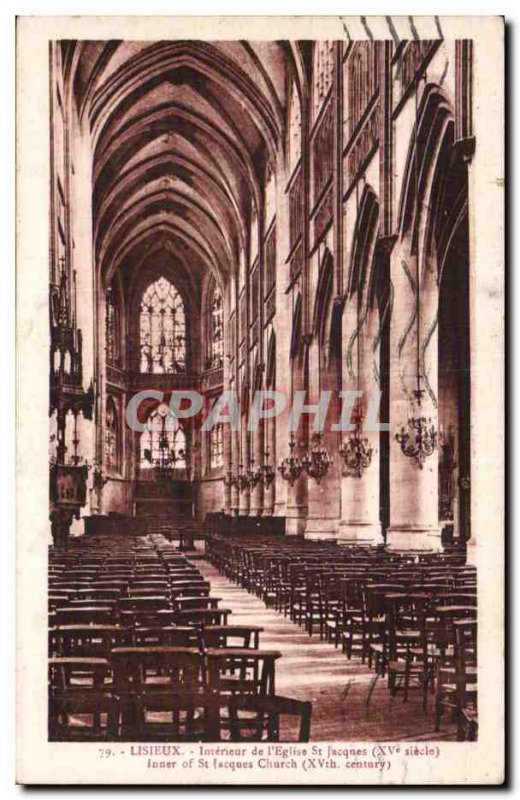 Lisieux Old Post Card Interior of St Jacques & # 39eglise